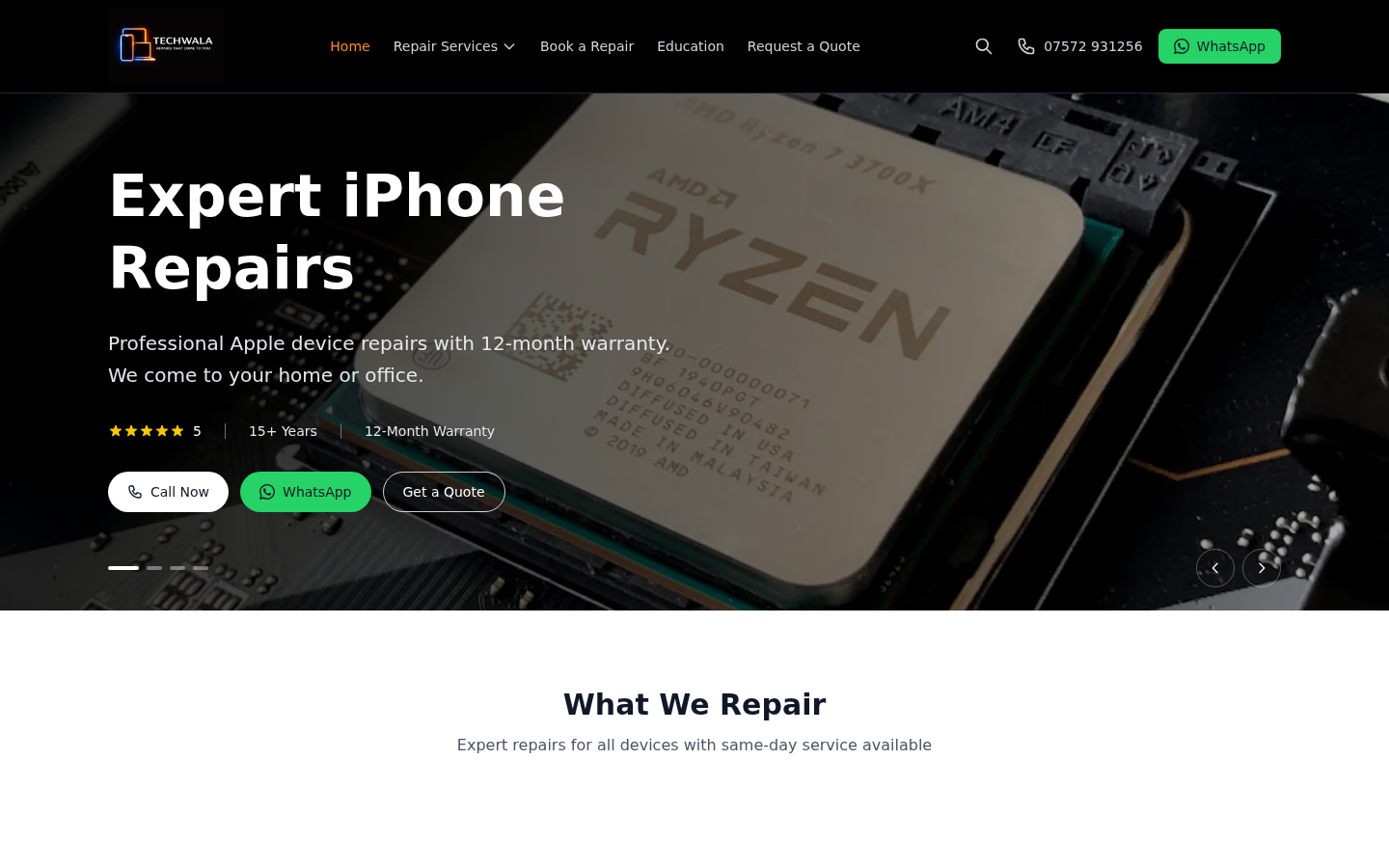 Techwala — phone & laptop repair website